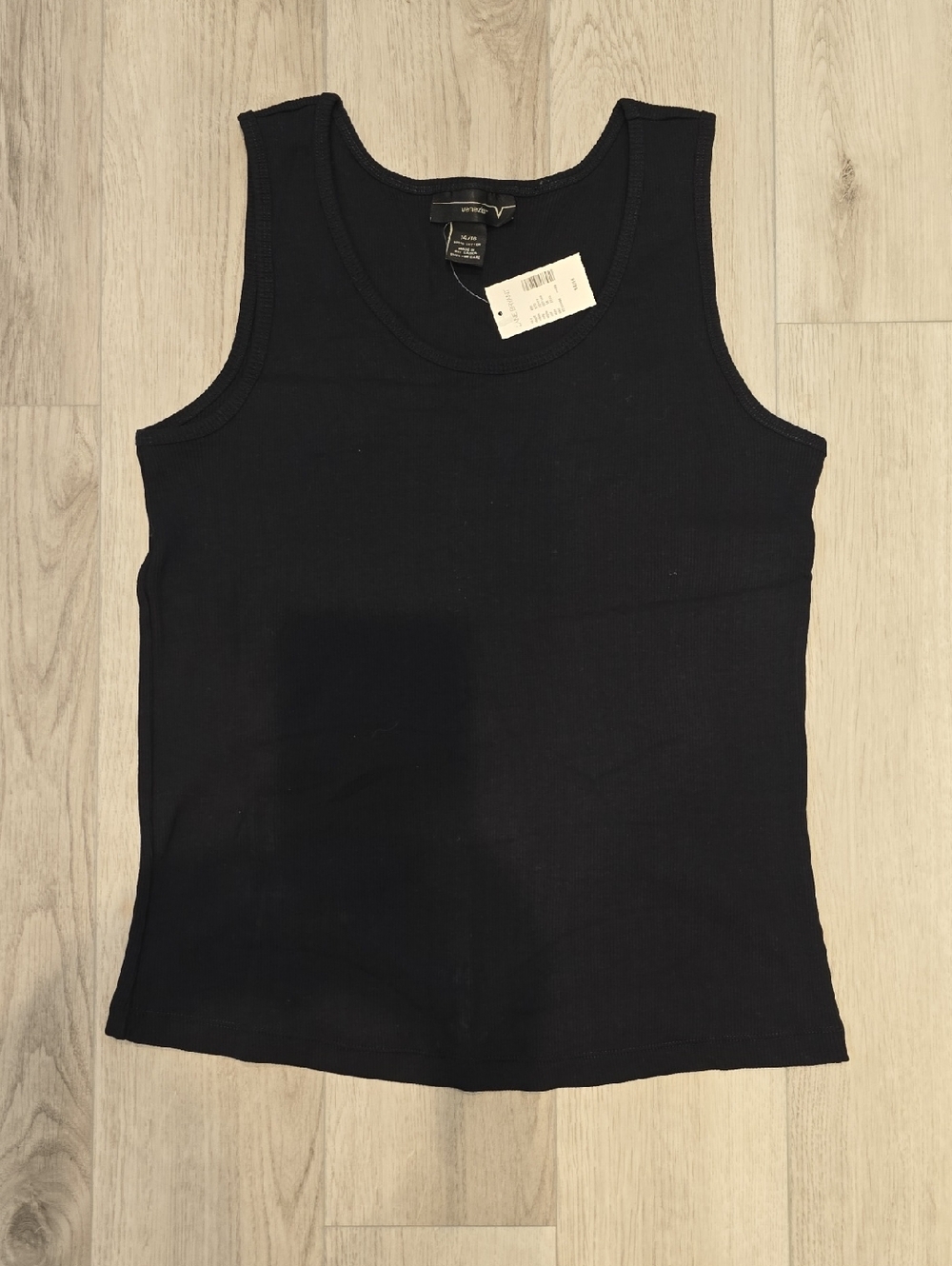 Vintage Venezia Black Ribbed Tank Top Size 14/16 NWT